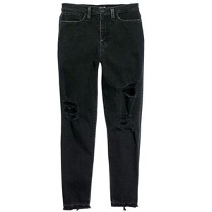 Madewell The Momjean Raney Wash Knee-Rip Edition Black Distressed Jeans K9930 27